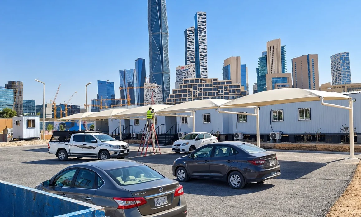 تنفيذ مشروع مظلات في المركز المالي في الرياض